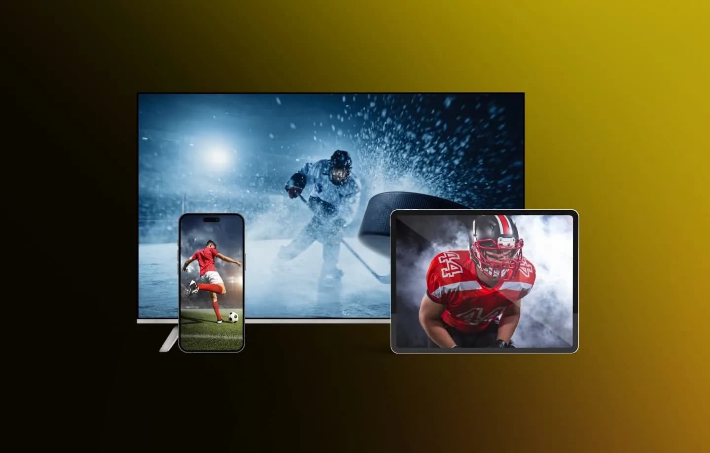 Cinematic images representing entertainment, nature, travel, family, and sport